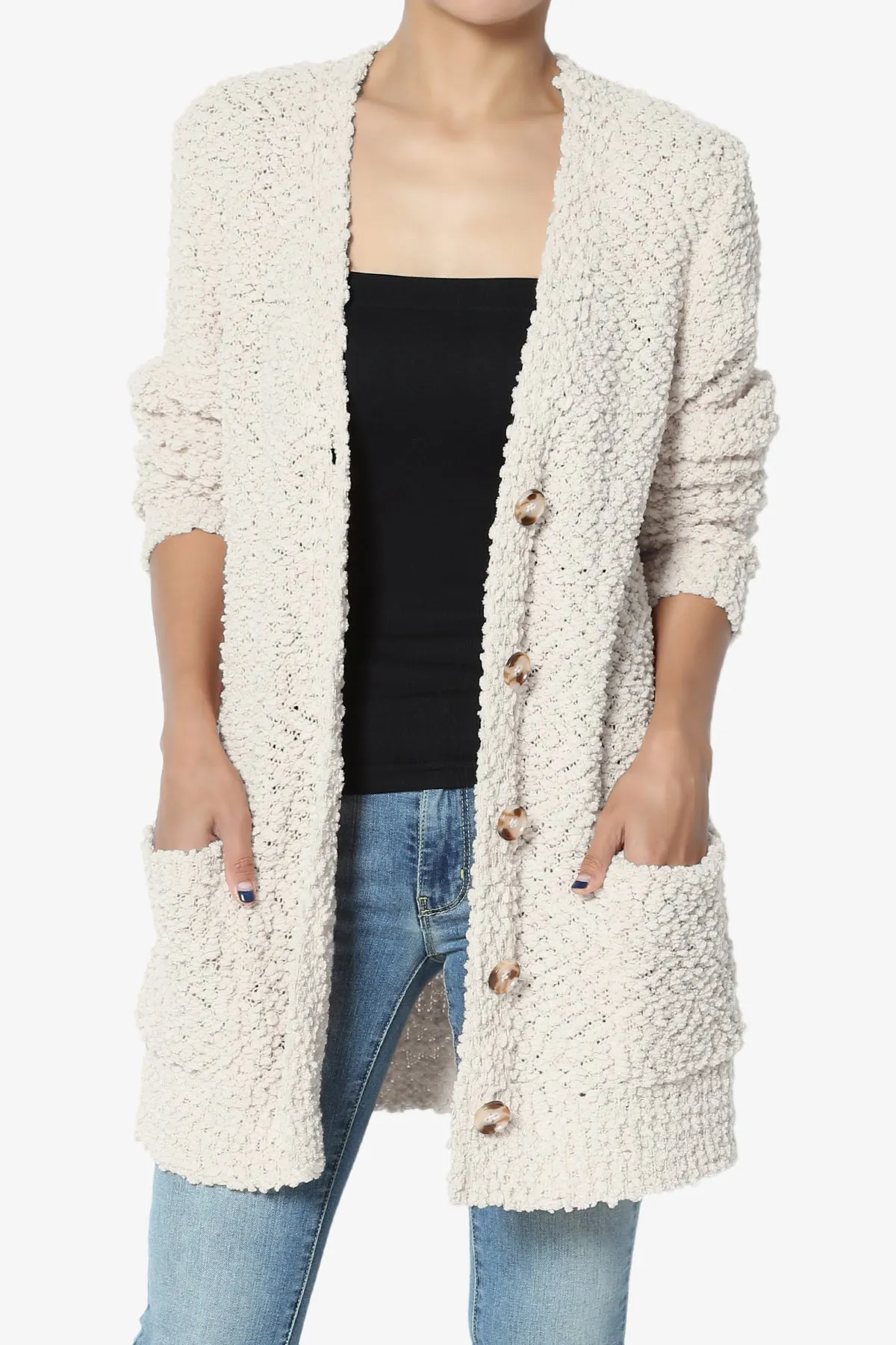 Barry Button Teddy Knit Sweater Cardigan PLUS