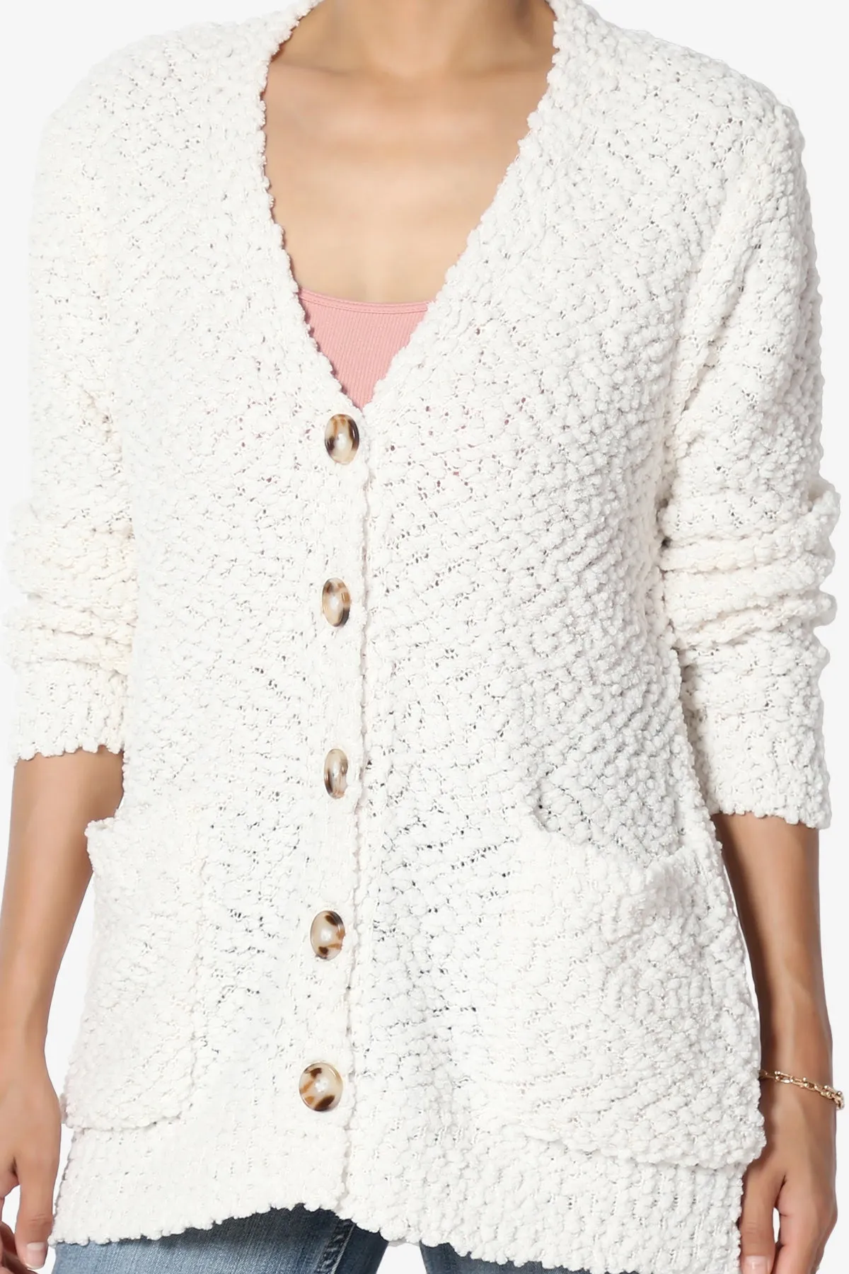 Barry Button Teddy Knit Sweater Cardigan PLUS
