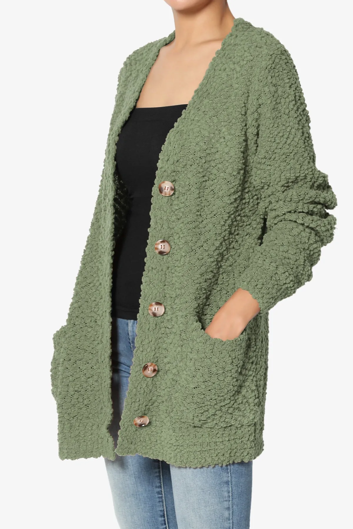 Barry Button Teddy Knit Sweater Cardigan PLUS
