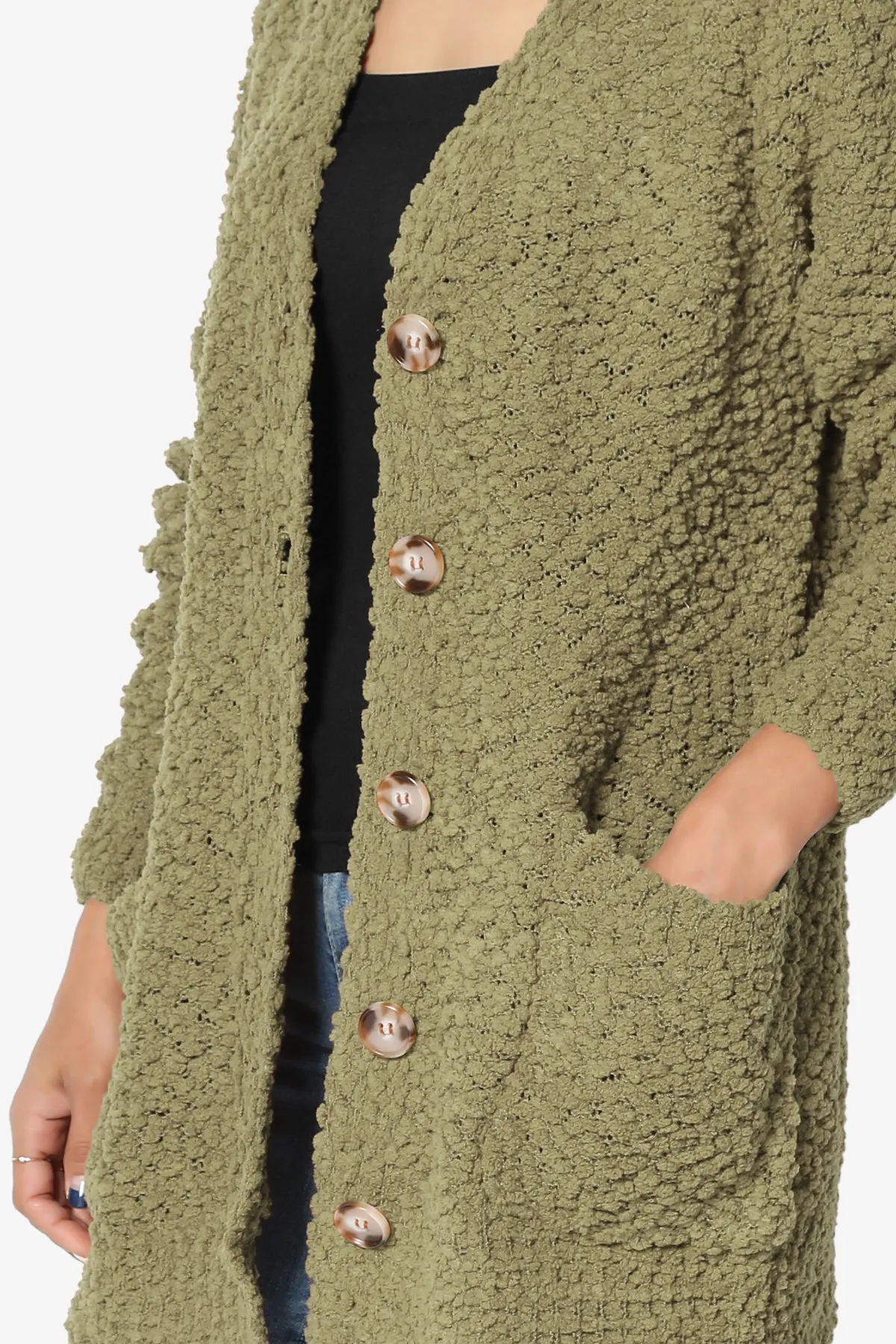 Barry Button Teddy Knit Sweater Cardigan PLUS