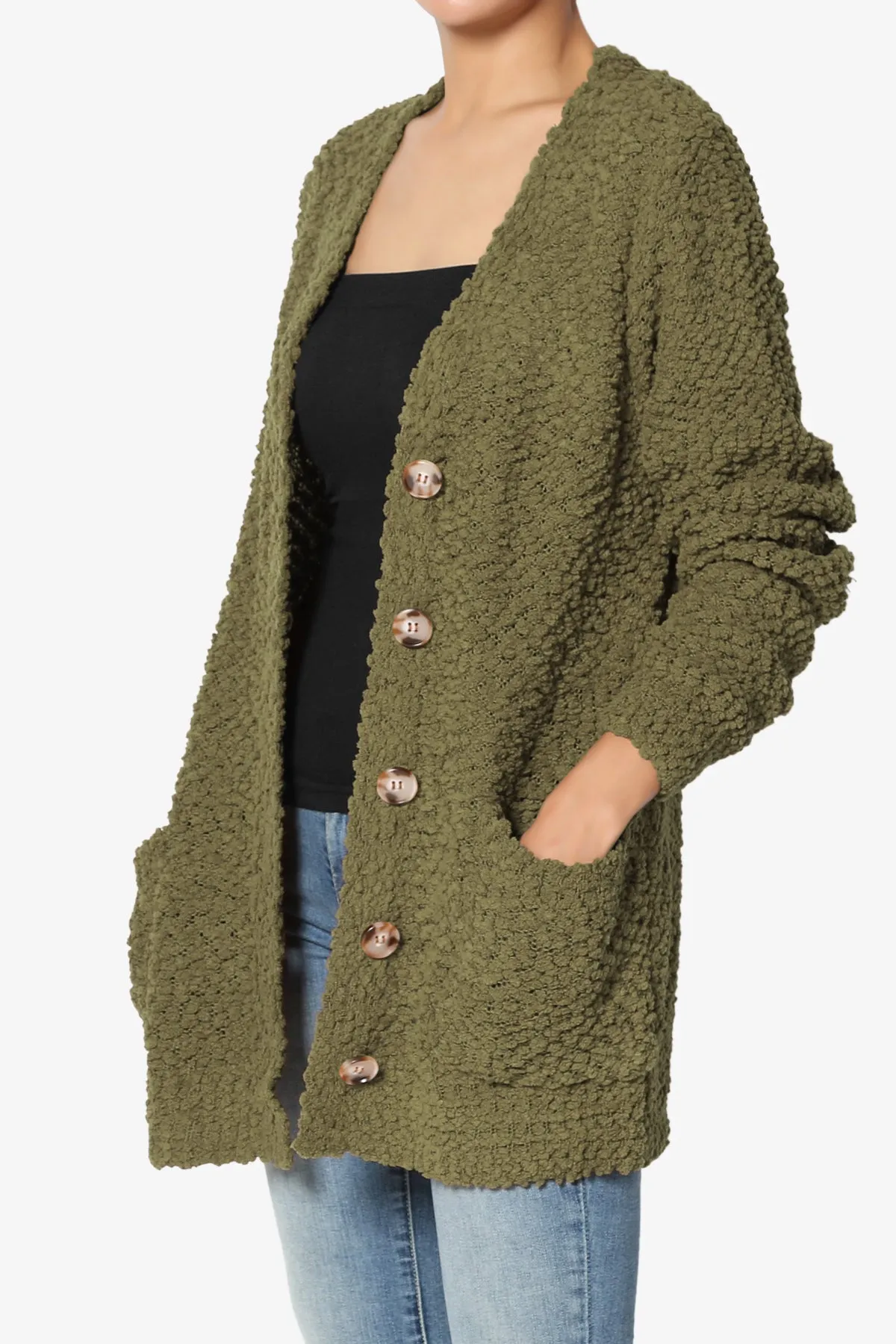 Barry Button Teddy Knit Sweater Cardigan PLUS