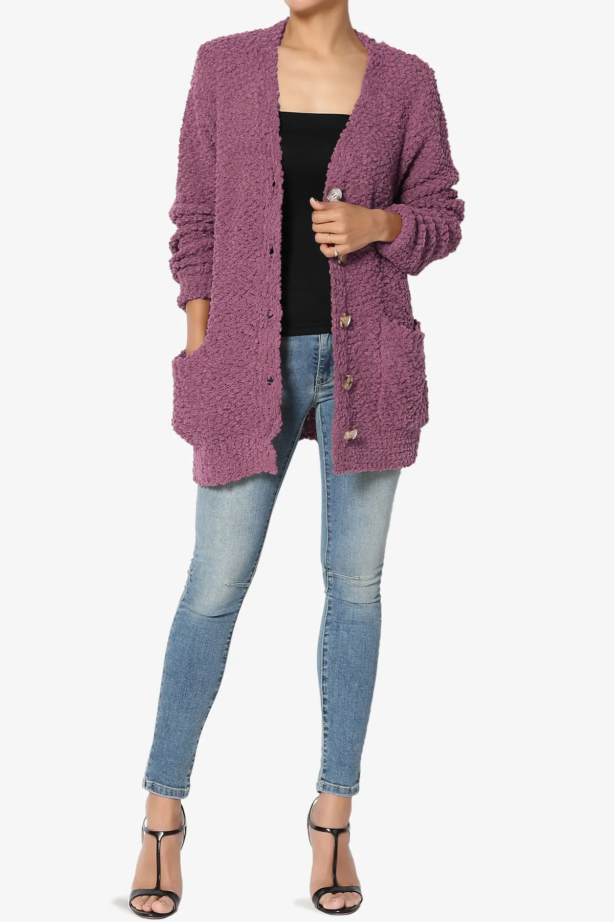 Barry Button Teddy Knit Sweater Cardigan PLUS