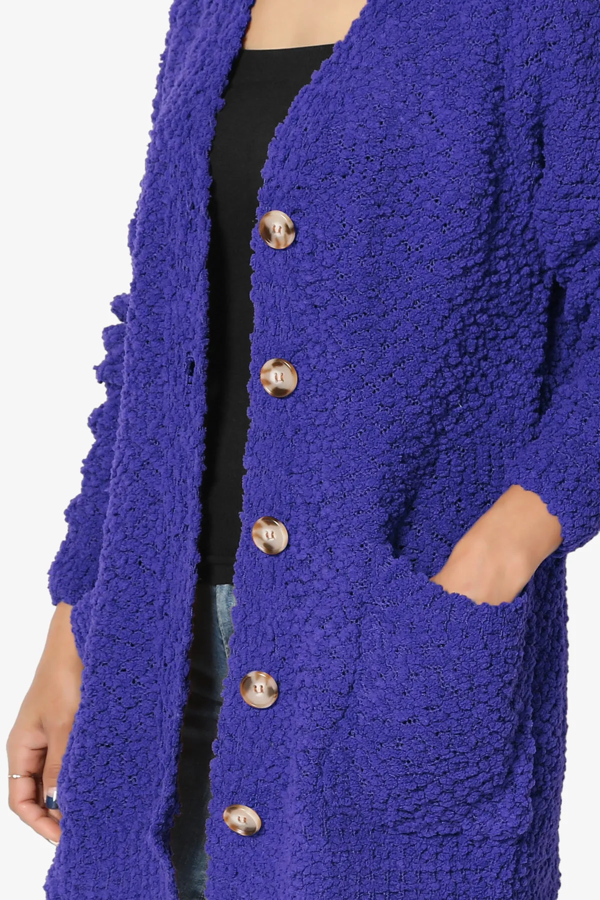 Barry Button Teddy Knit Sweater Cardigan PLUS