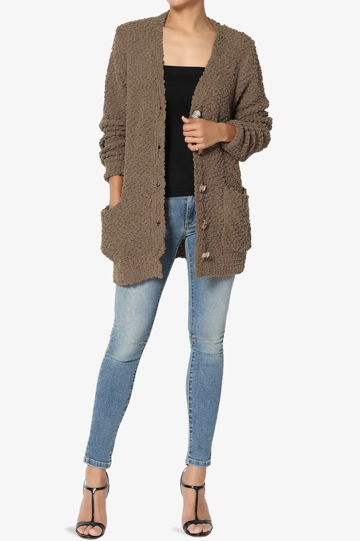 Barry Button Teddy Knit Sweater Cardigan PLUS