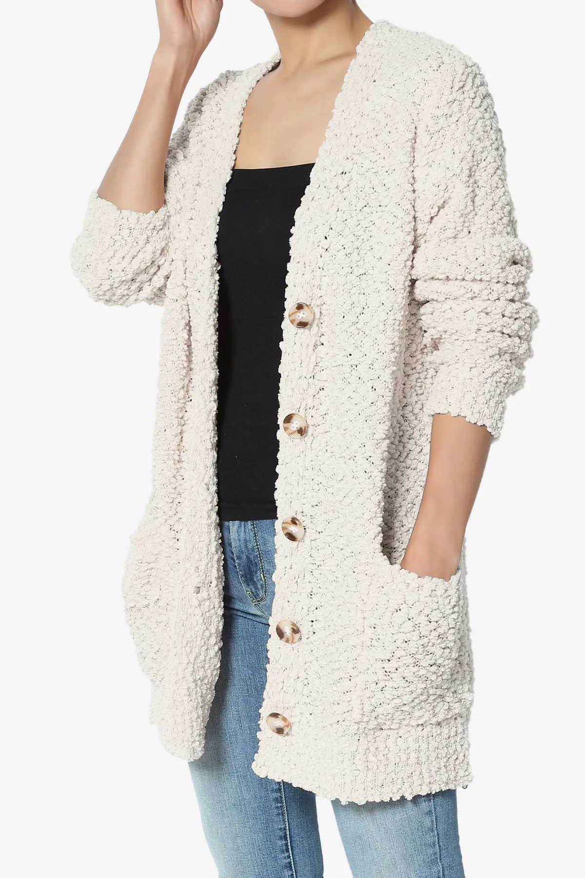 Barry Button Teddy Knit Sweater Cardigan PLUS