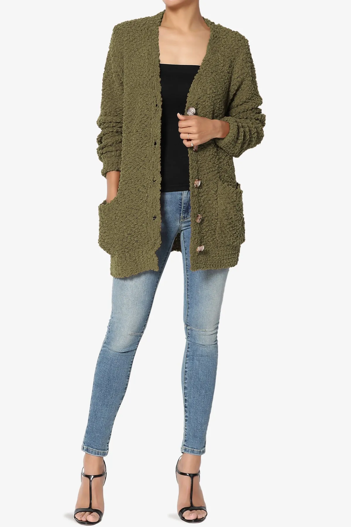Barry Button Teddy Knit Sweater Cardigan PLUS
