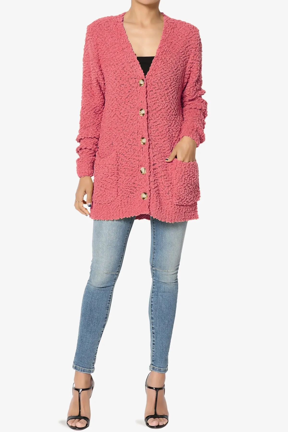 Barry Button Teddy Knit Sweater Cardigan PLUS