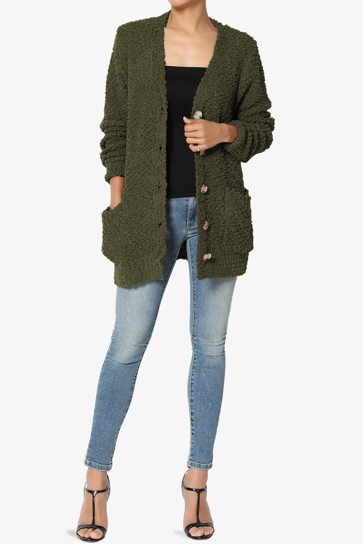 Barry Button Teddy Knit Sweater Cardigan PLUS