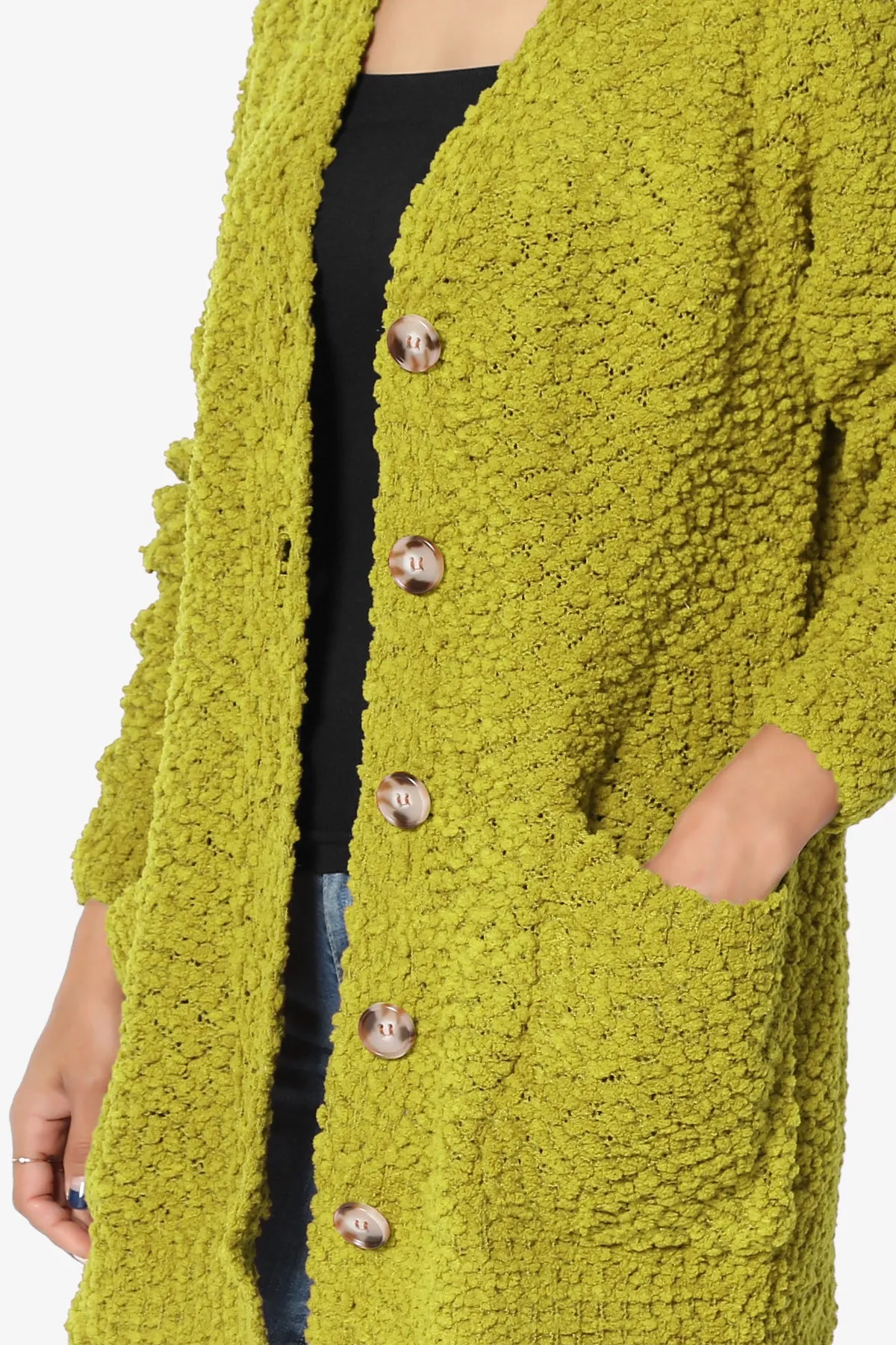 Barry Button Teddy Knit Sweater Cardigan PLUS