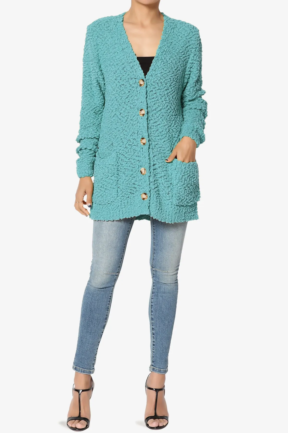 Barry Button Teddy Knit Sweater Cardigan PLUS