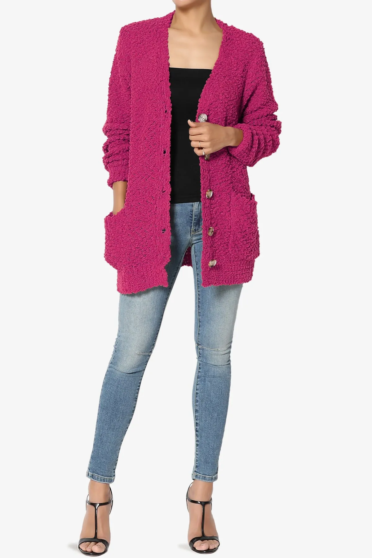Barry Button Teddy Knit Sweater Cardigan PLUS