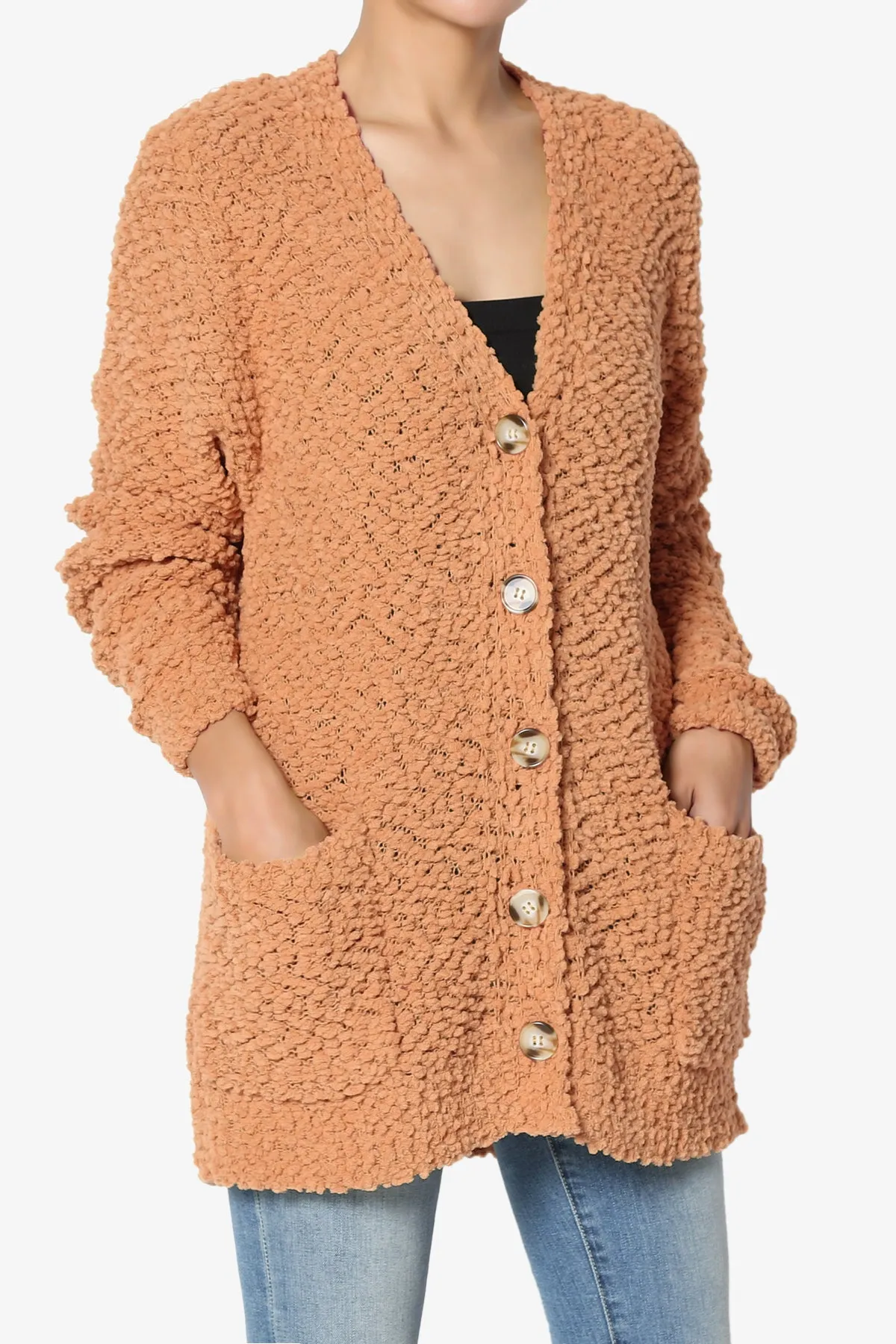 Barry Button Teddy Knit Sweater Cardigan PLUS