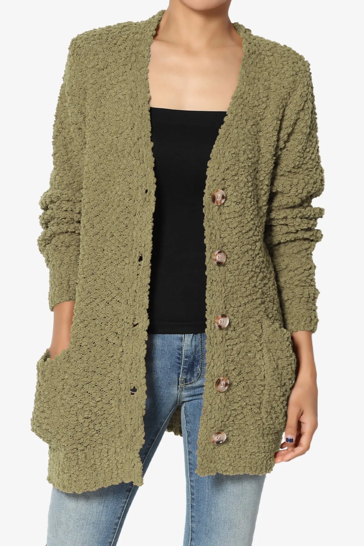 Barry Button Teddy Knit Sweater Cardigan PLUS