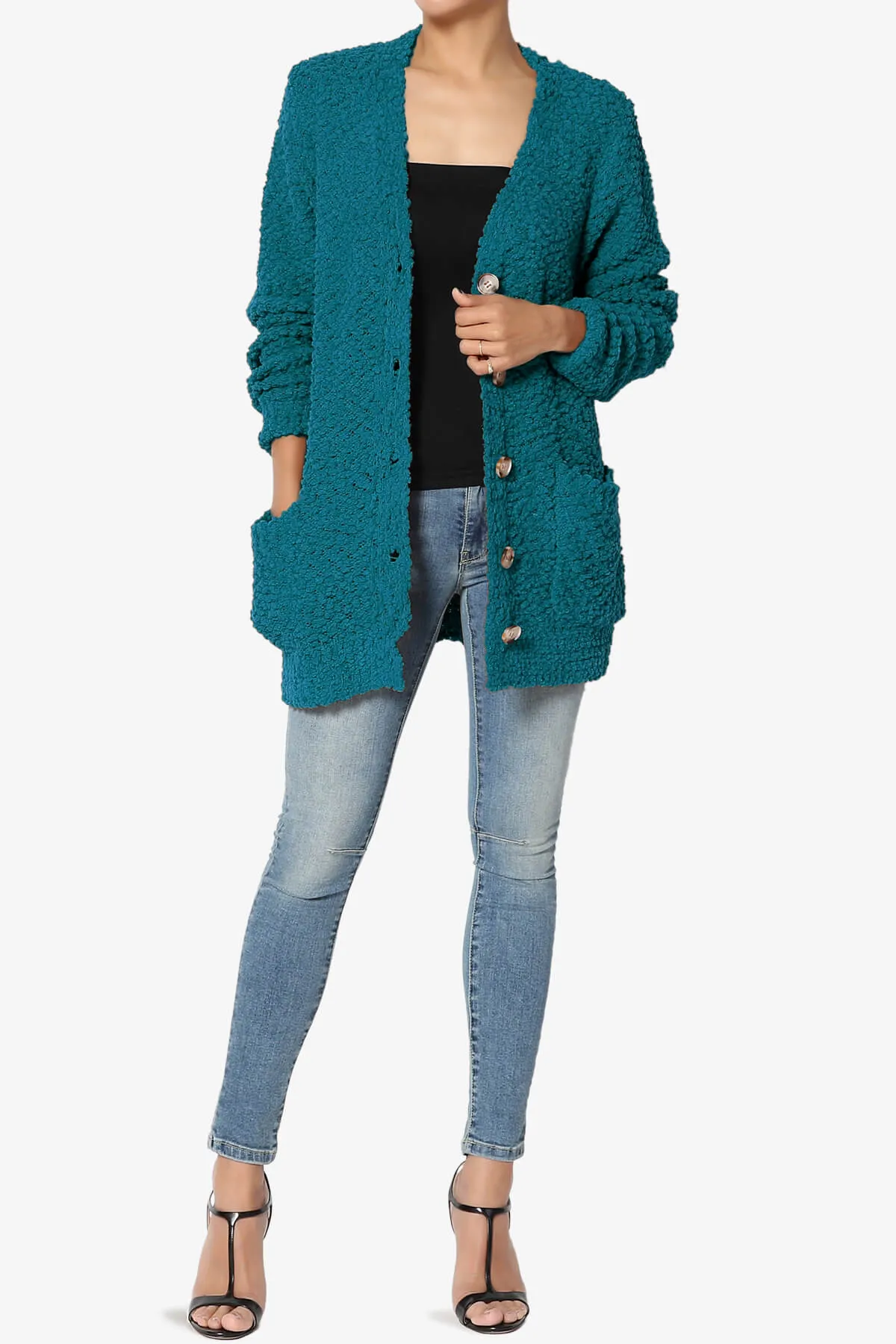 Barry Button Teddy Knit Sweater Cardigan PLUS
