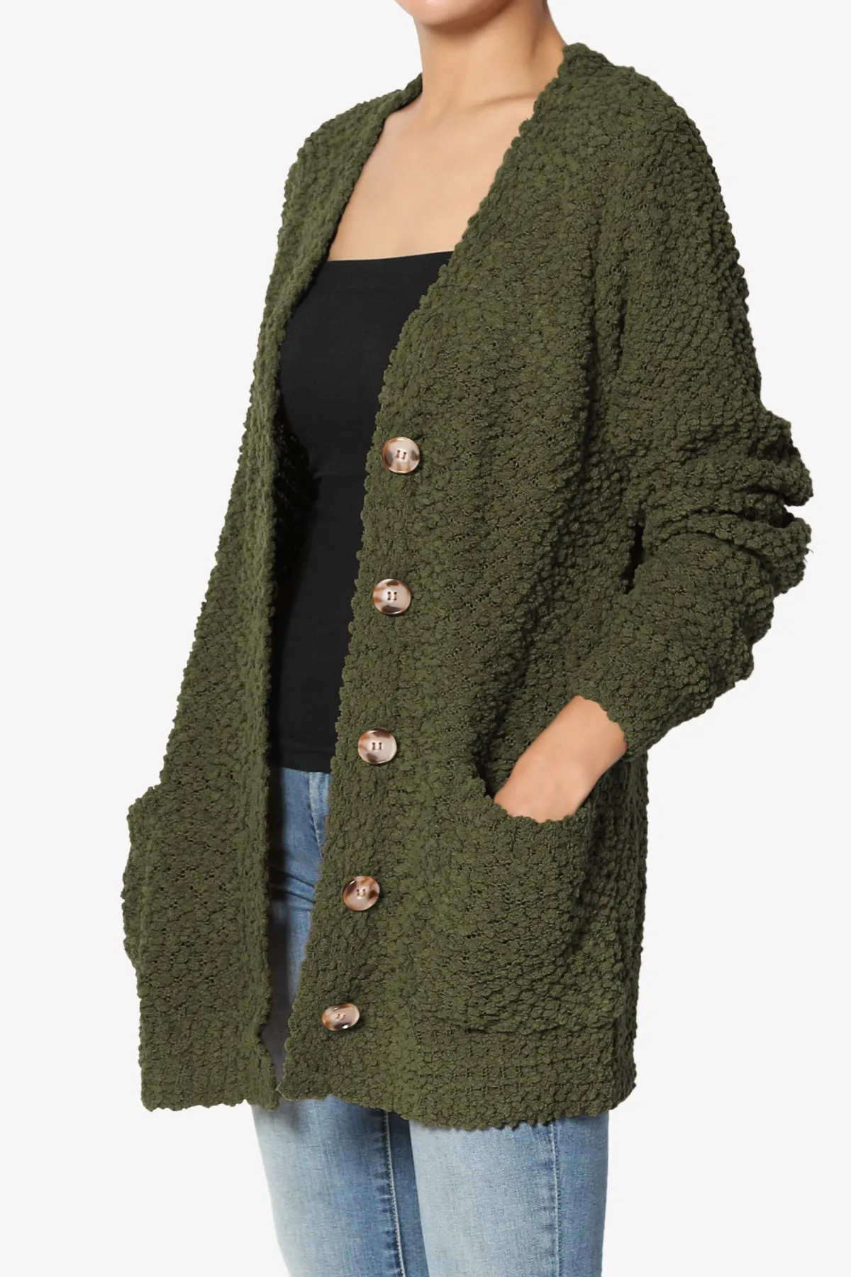 Barry Button Teddy Knit Sweater Cardigan PLUS