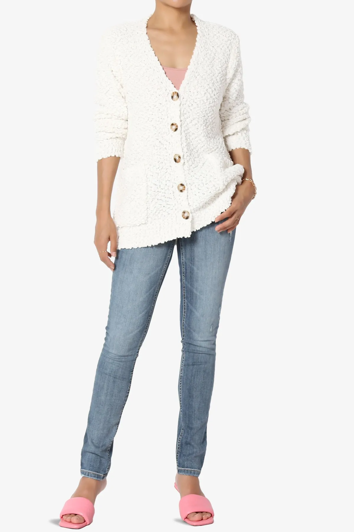 Barry Button Teddy Knit Sweater Cardigan PLUS