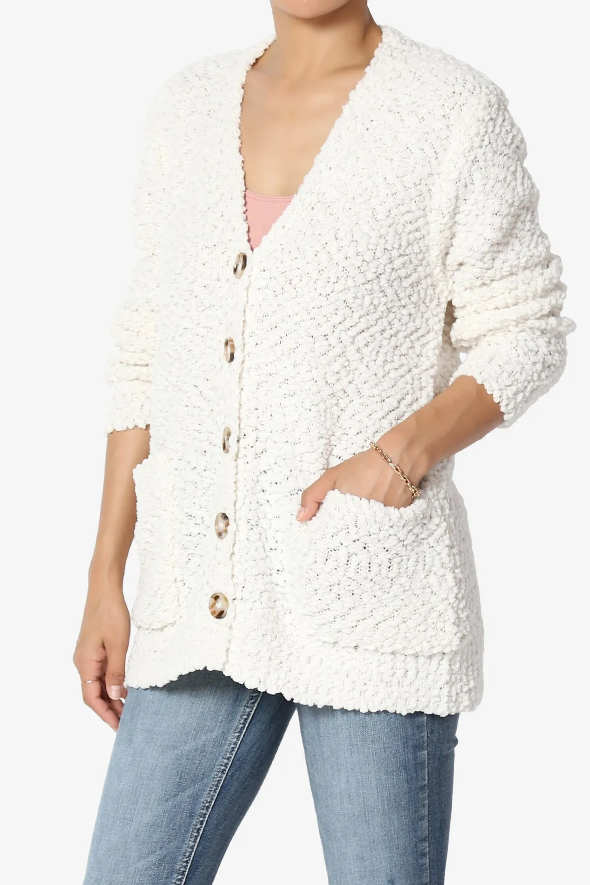 Barry Button Teddy Knit Sweater Cardigan PLUS