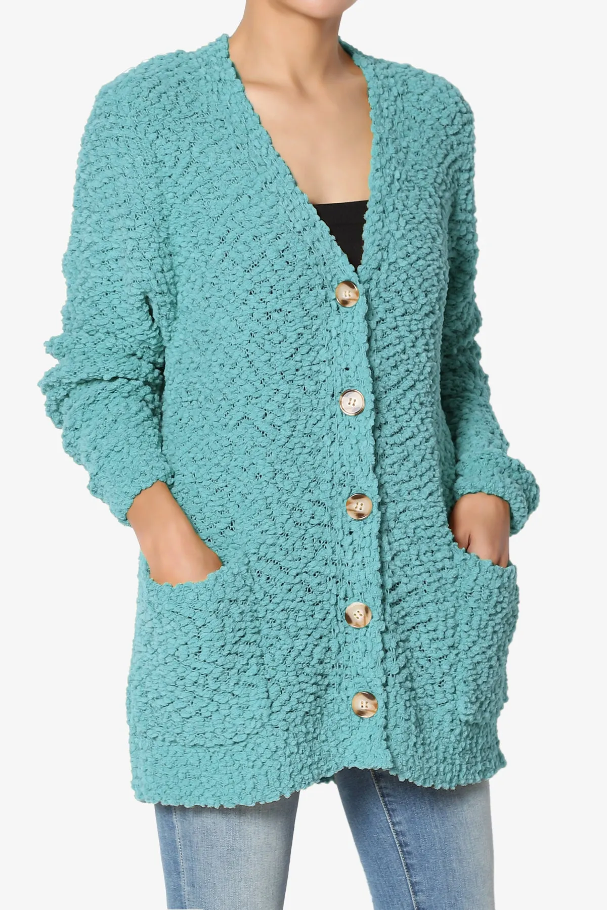 Barry Button Teddy Knit Sweater Cardigan PLUS