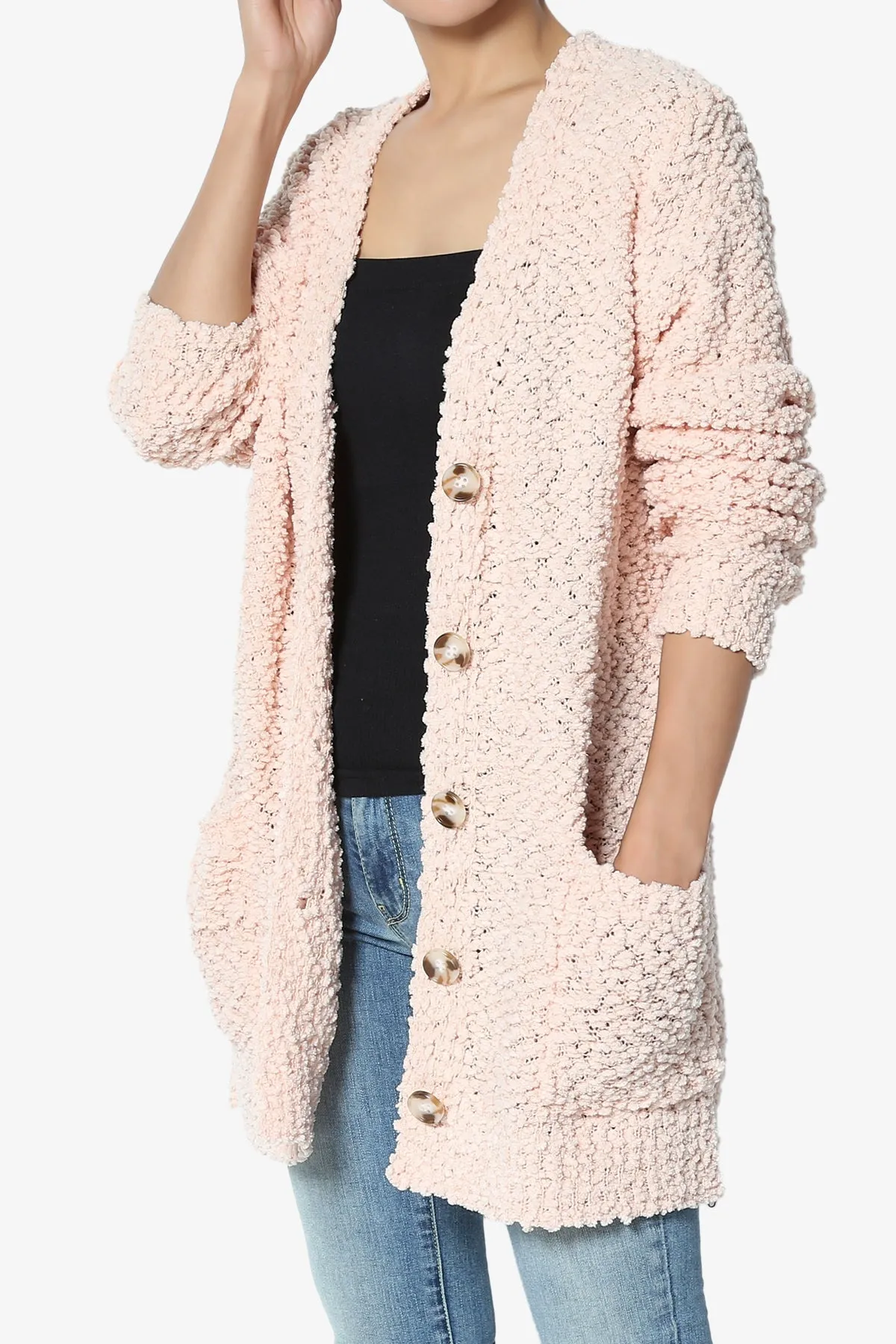 Barry Button Teddy Knit Sweater Cardigan PLUS
