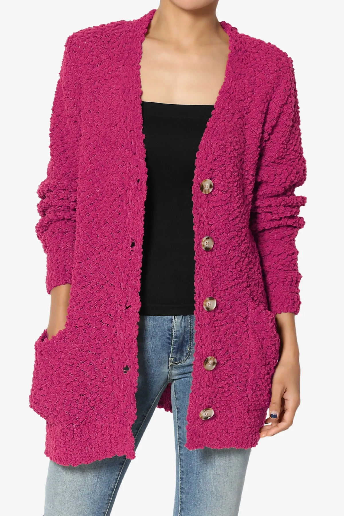 Barry Button Teddy Knit Sweater Cardigan PLUS