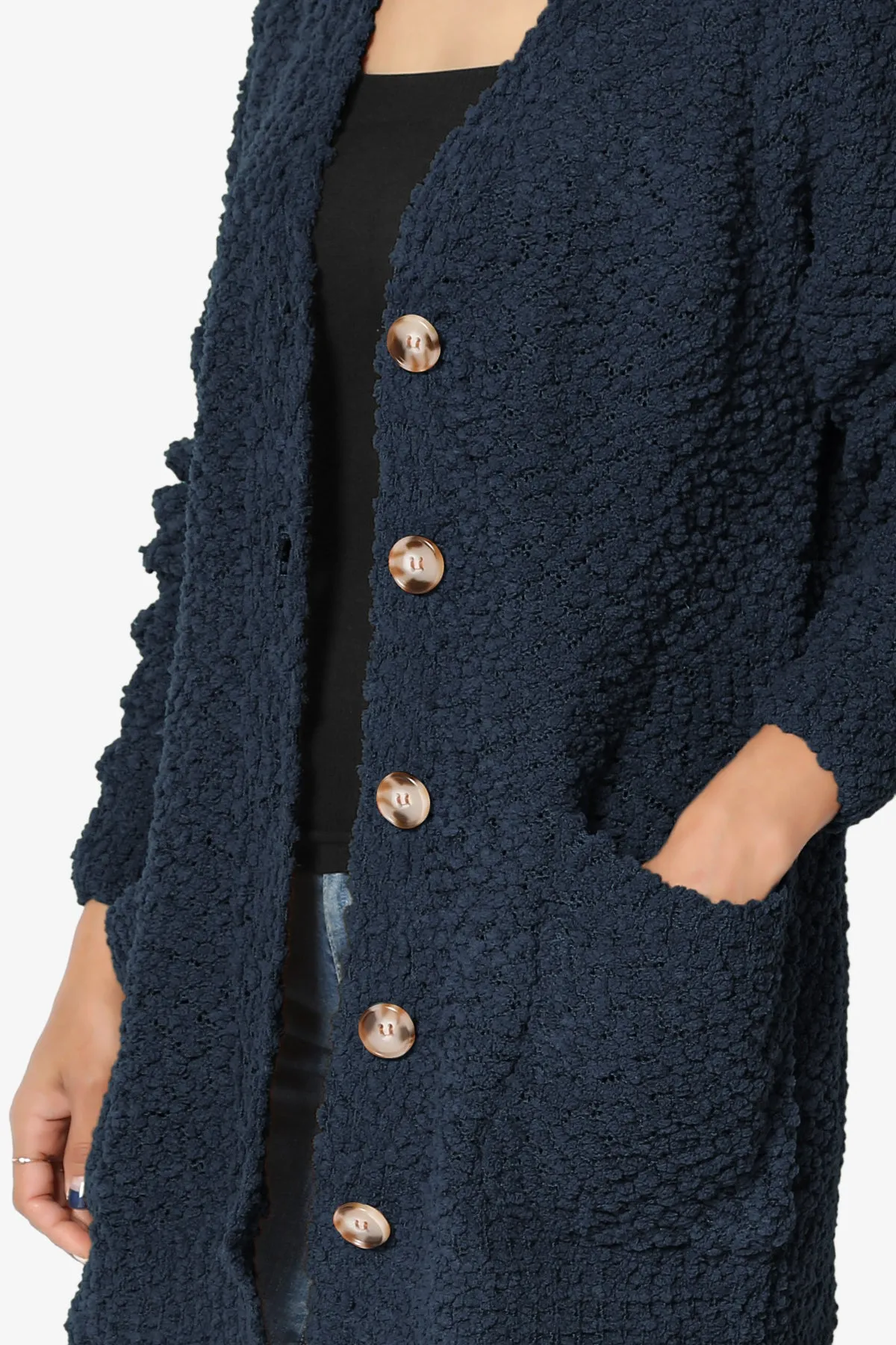 Barry Button Teddy Knit Sweater Cardigan PLUS