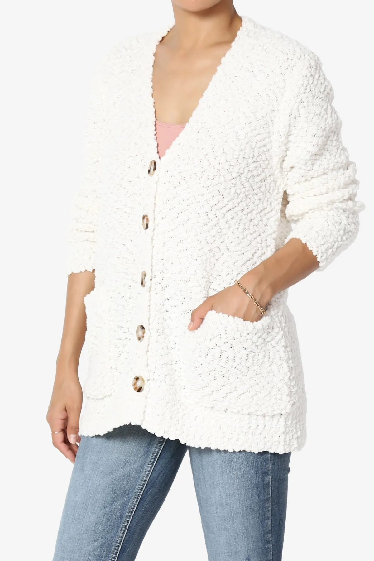 Barry Button Teddy Knit Sweater Cardigan PLUS