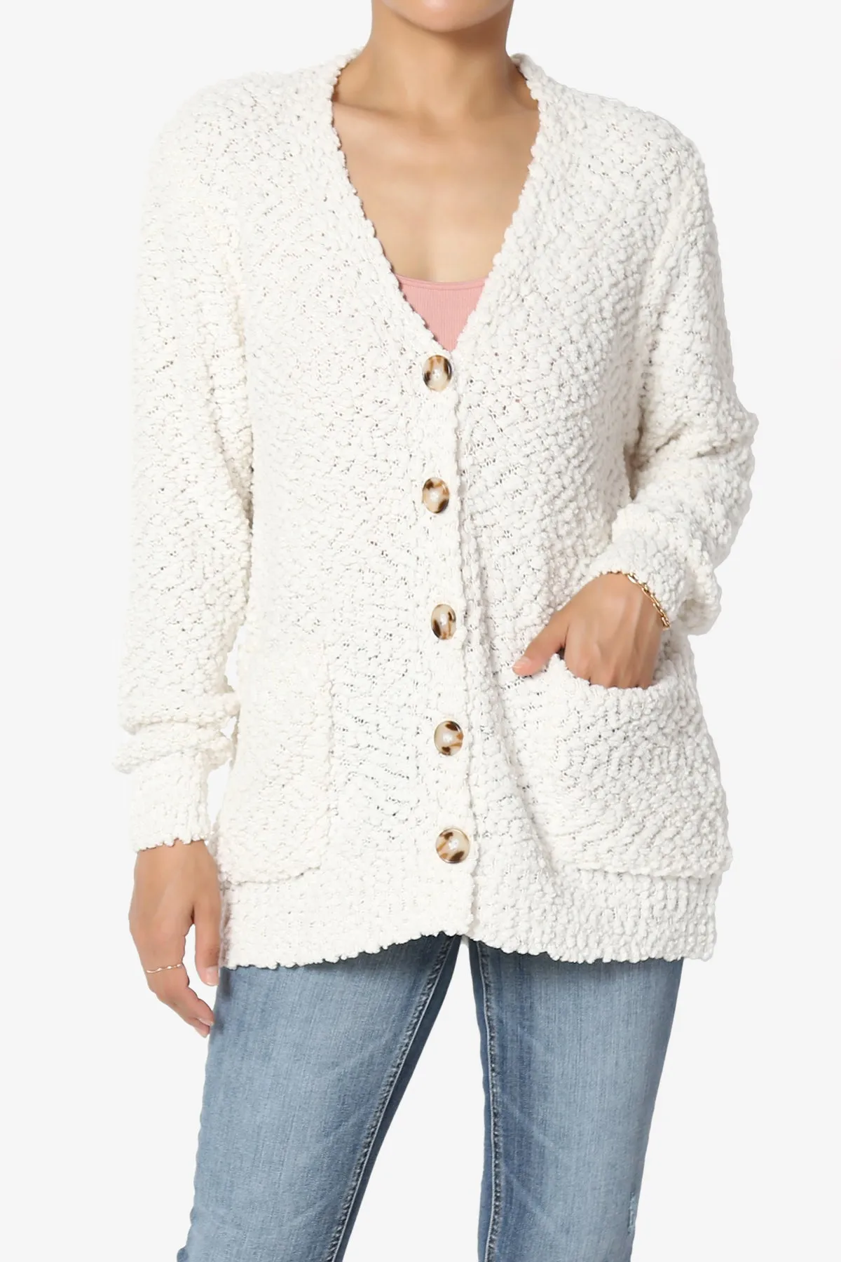 Barry Button Teddy Knit Sweater Cardigan PLUS