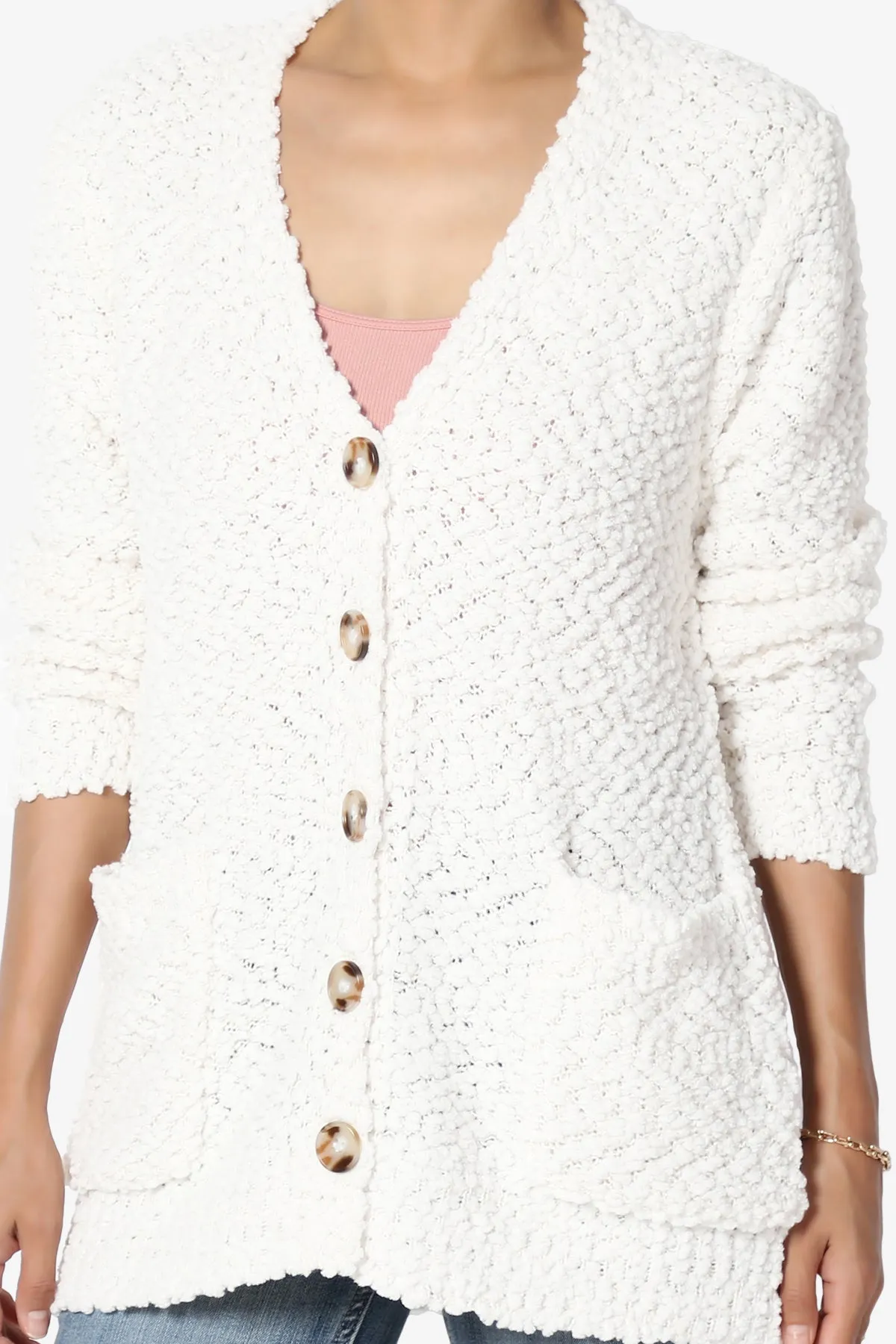 Barry Button Teddy Knit Sweater Cardigan PLUS