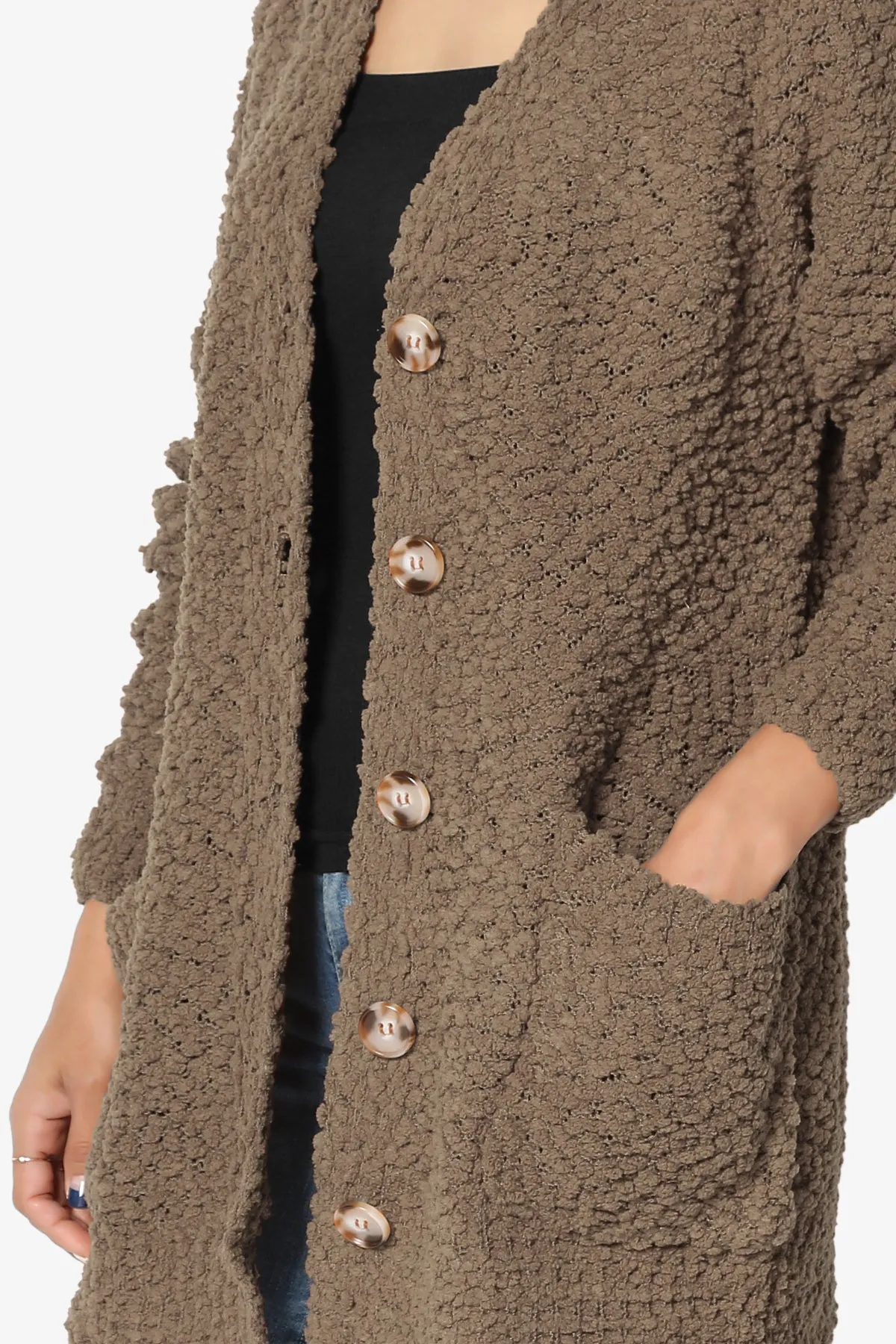 Barry Button Teddy Knit Sweater Cardigan PLUS