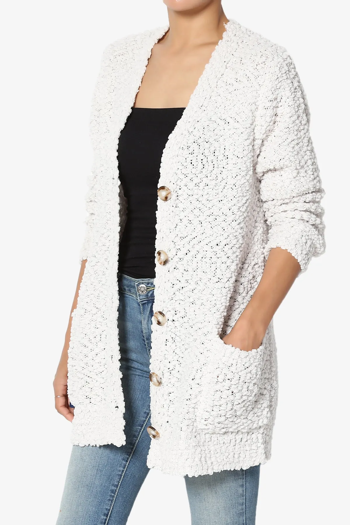 Barry Button Teddy Knit Sweater Cardigan PLUS