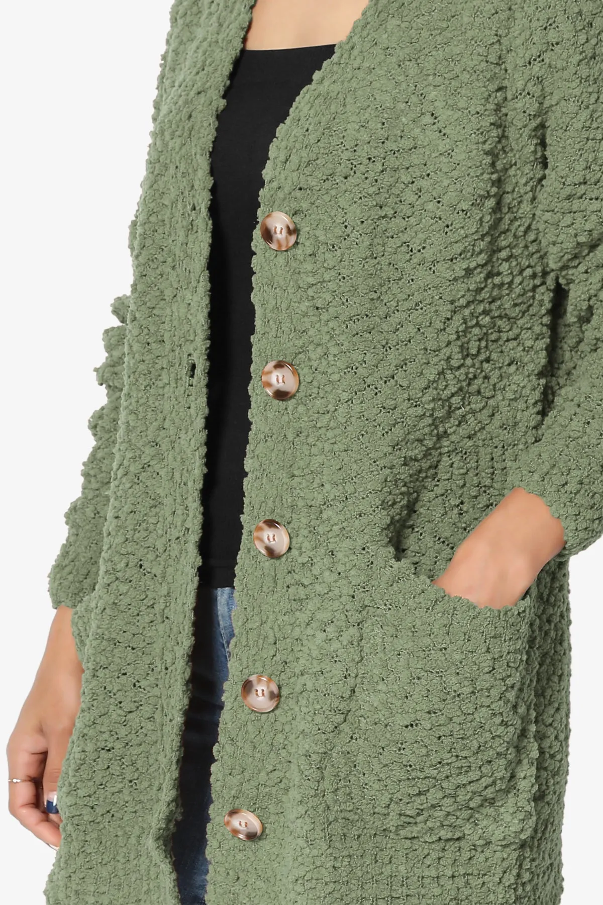 Barry Button Teddy Knit Sweater Cardigan PLUS