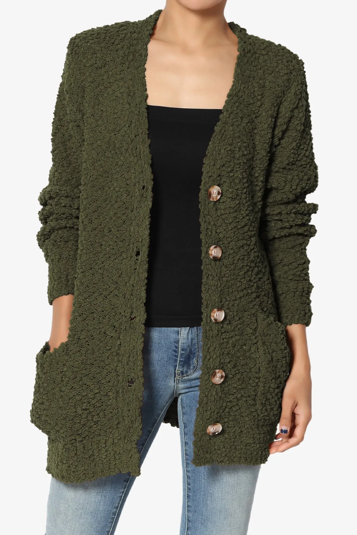 Barry Button Teddy Knit Sweater Cardigan PLUS