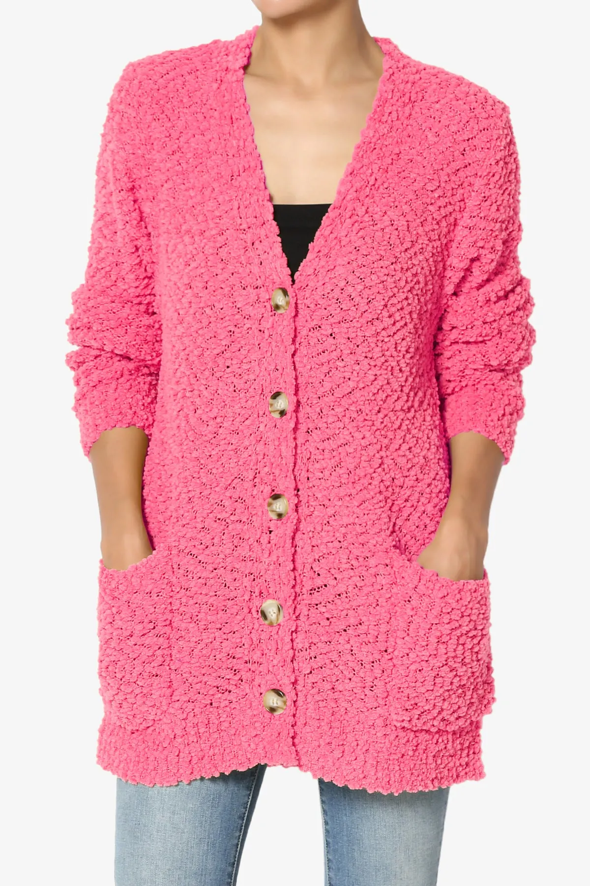 Barry Button Teddy Knit Sweater Cardigan PLUS