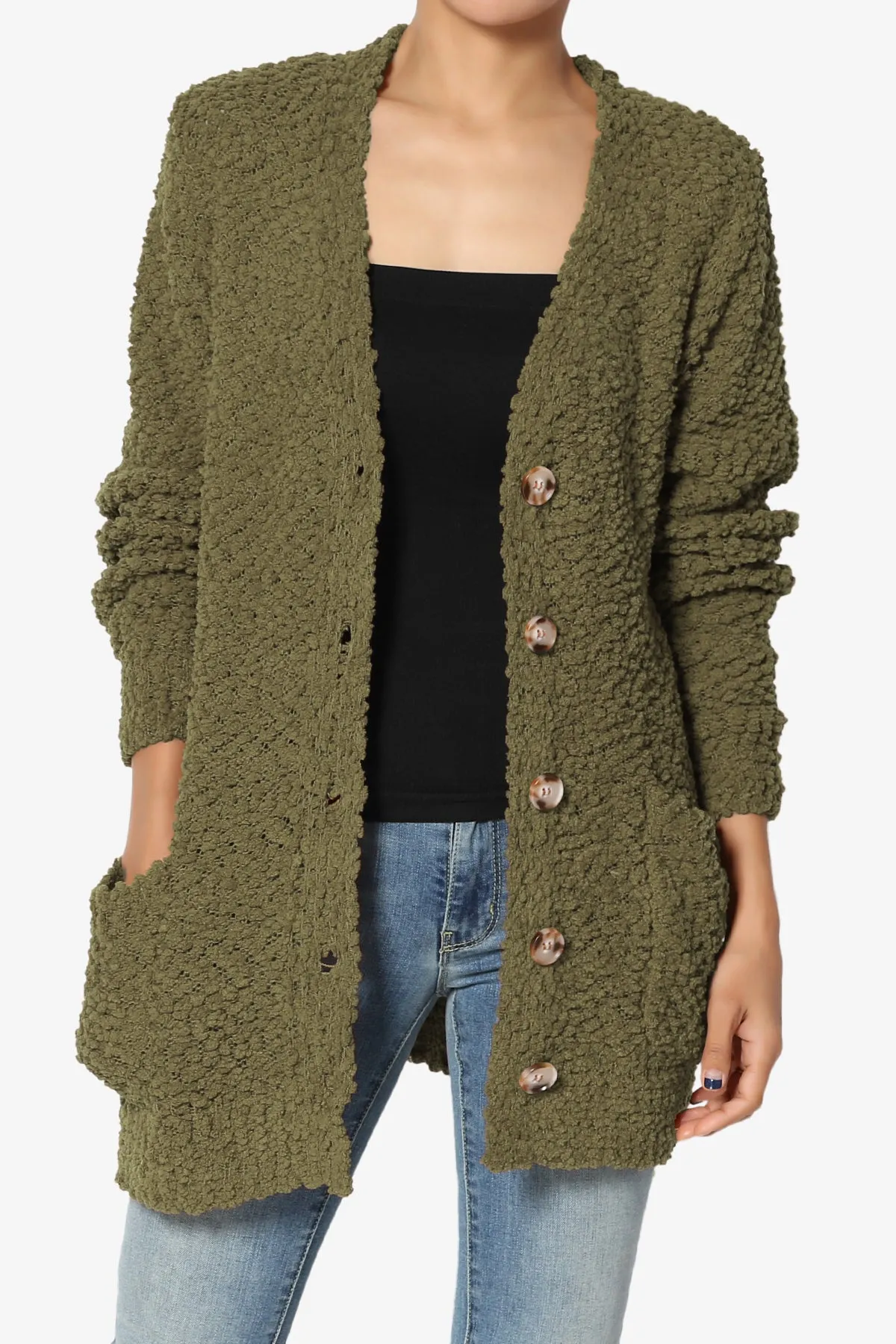 Barry Button Teddy Knit Sweater Cardigan PLUS