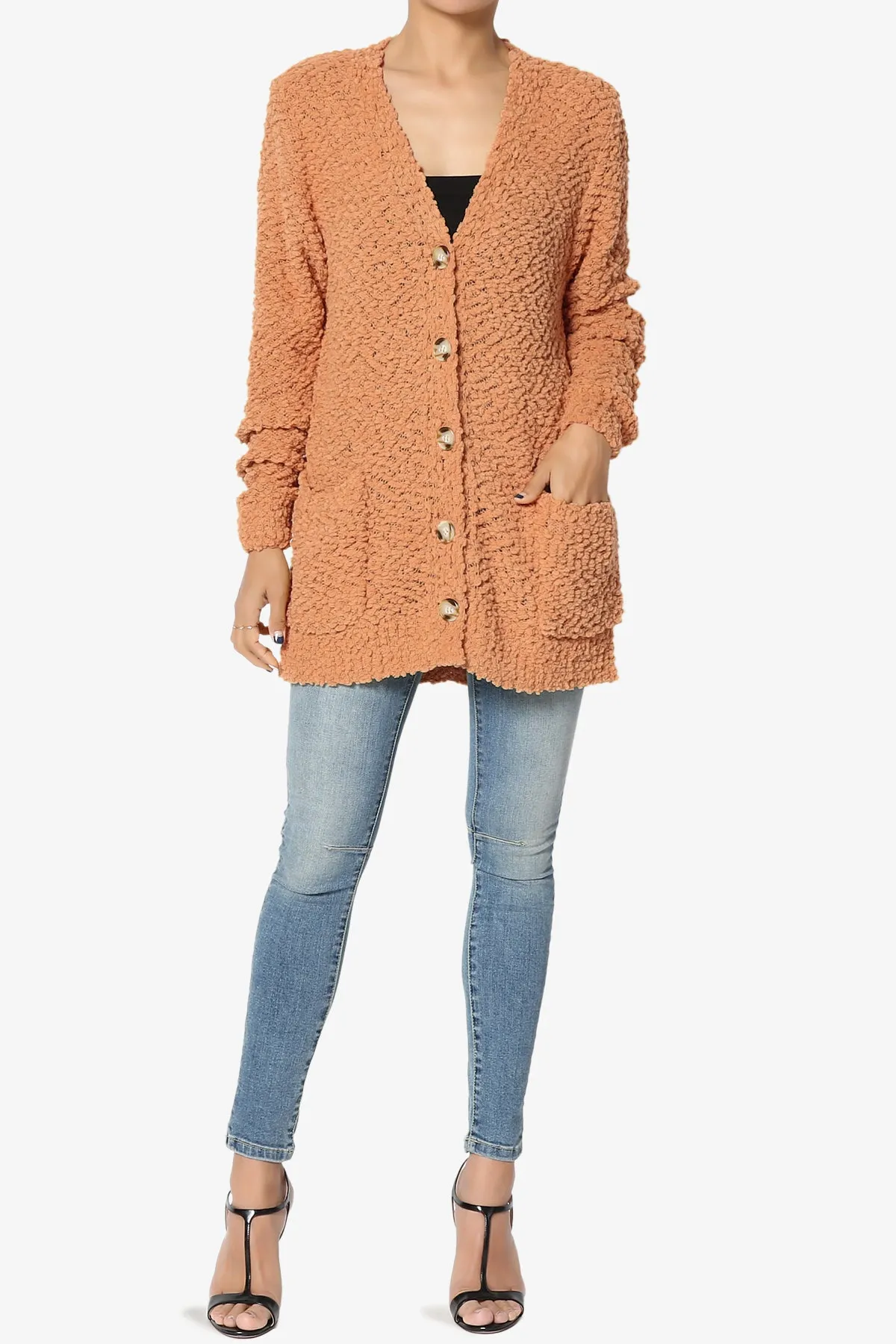 Barry Button Teddy Knit Sweater Cardigan PLUS