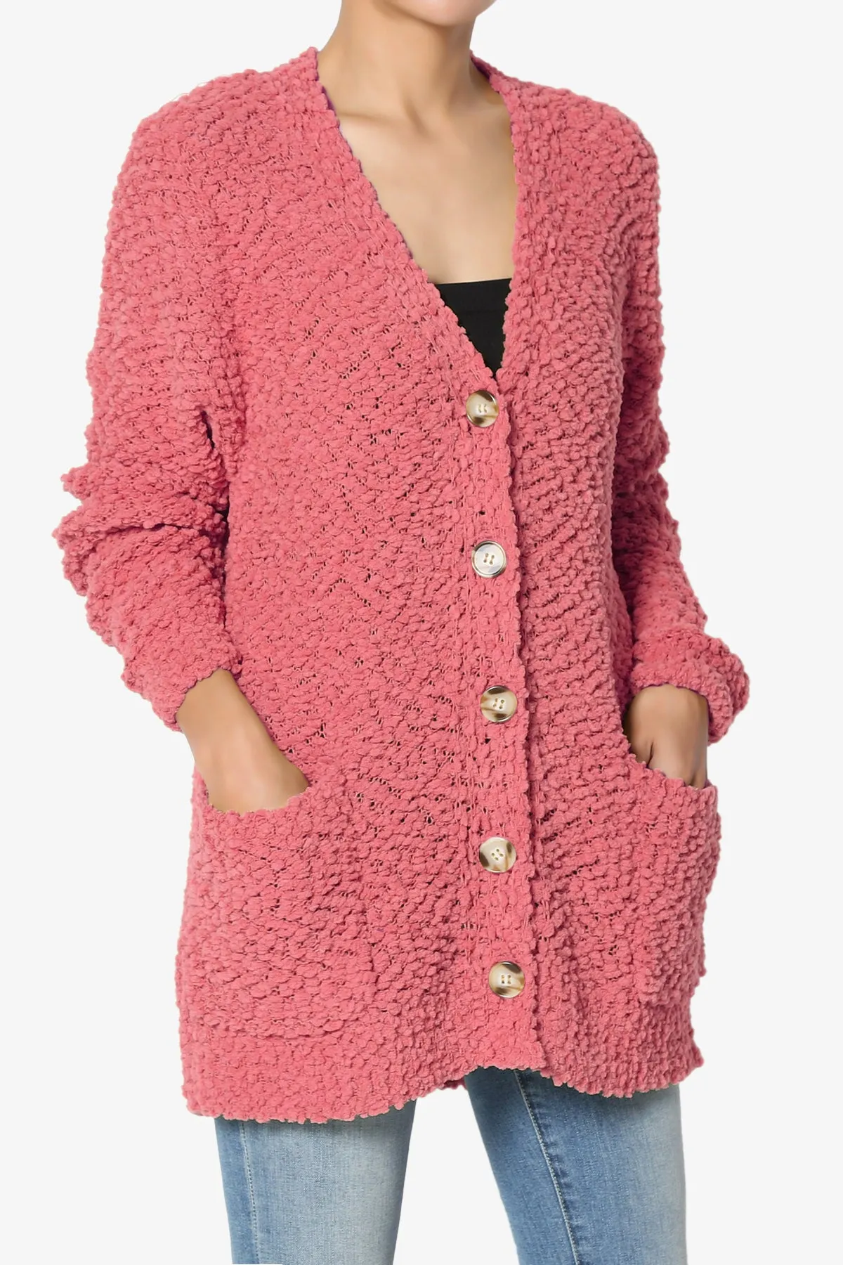 Barry Button Teddy Knit Sweater Cardigan PLUS