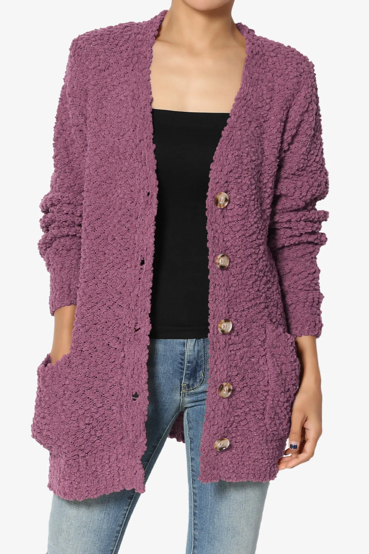 Barry Button Teddy Knit Sweater Cardigan PLUS