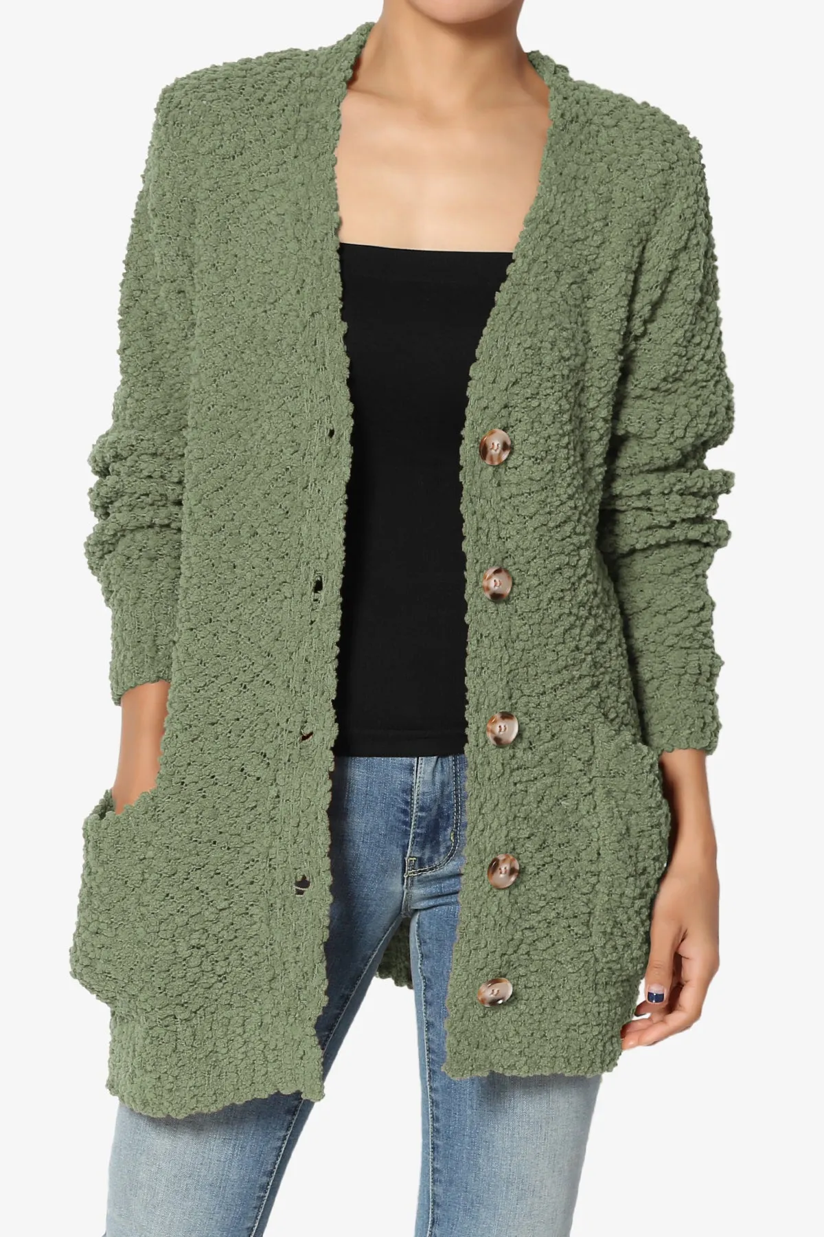 Barry Button Teddy Knit Sweater Cardigan PLUS