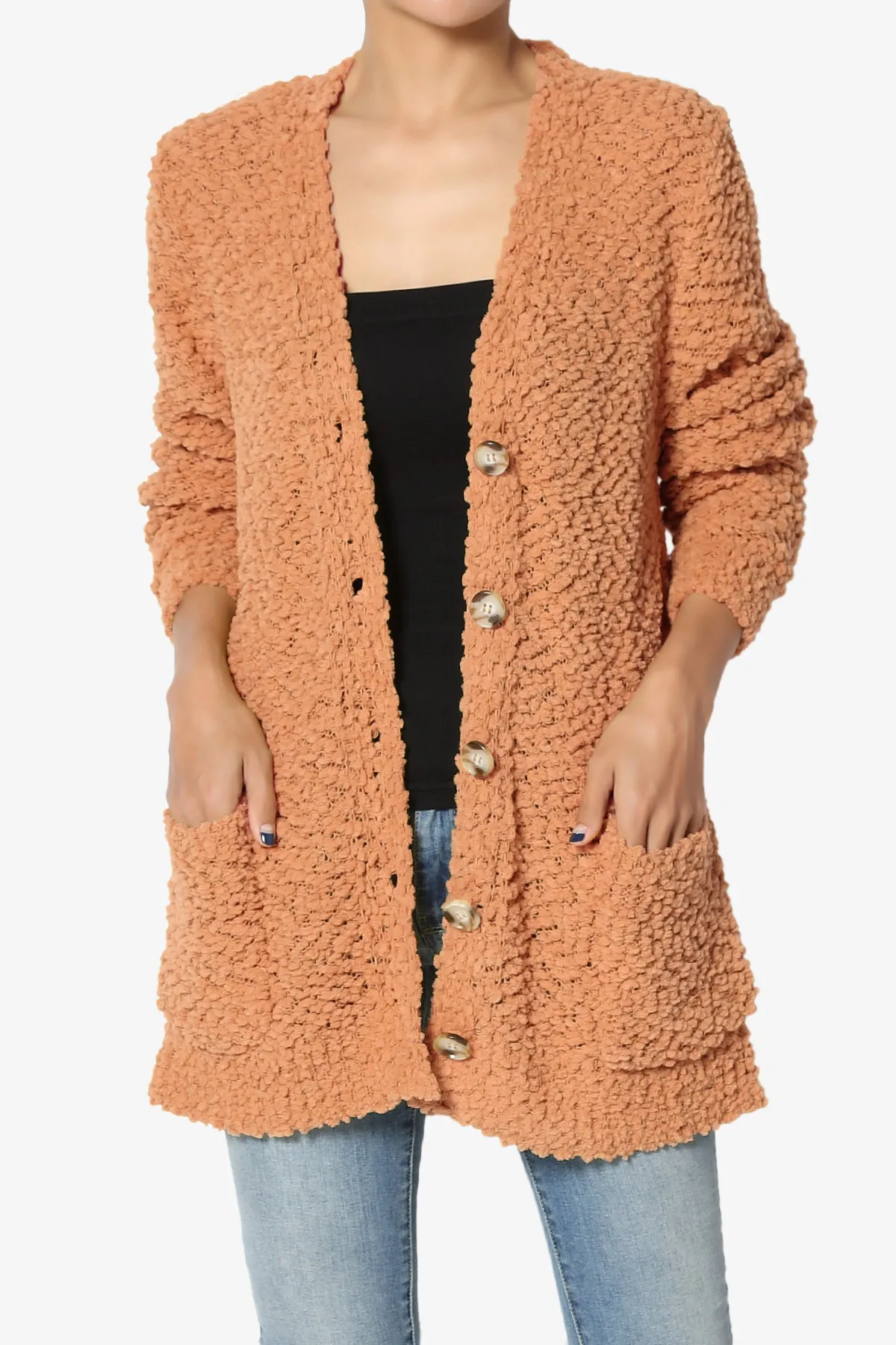 Barry Button Teddy Knit Sweater Cardigan PLUS