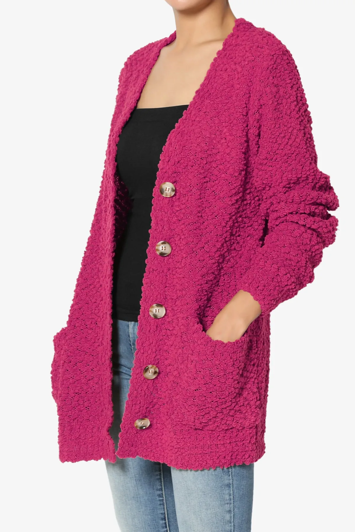 Barry Button Teddy Knit Sweater Cardigan PLUS