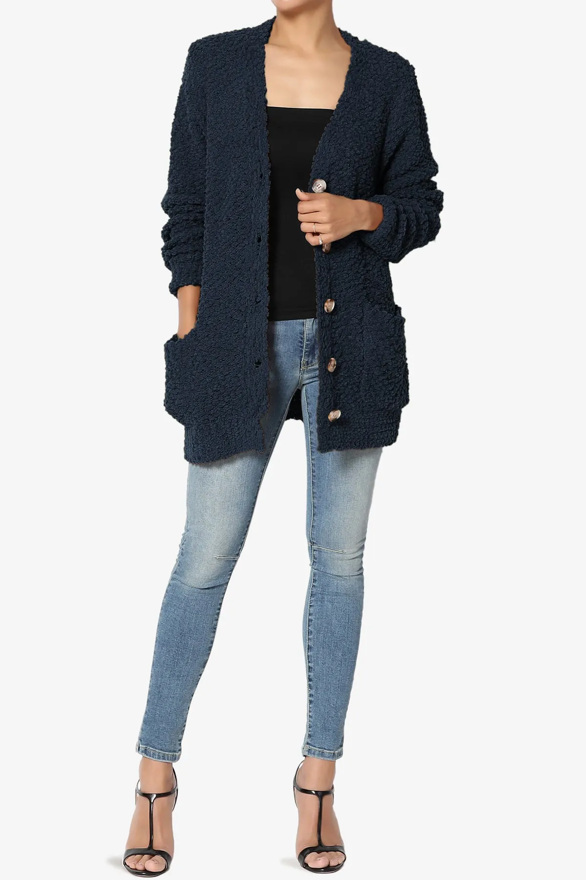 Barry Button Teddy Knit Sweater Cardigan PLUS
