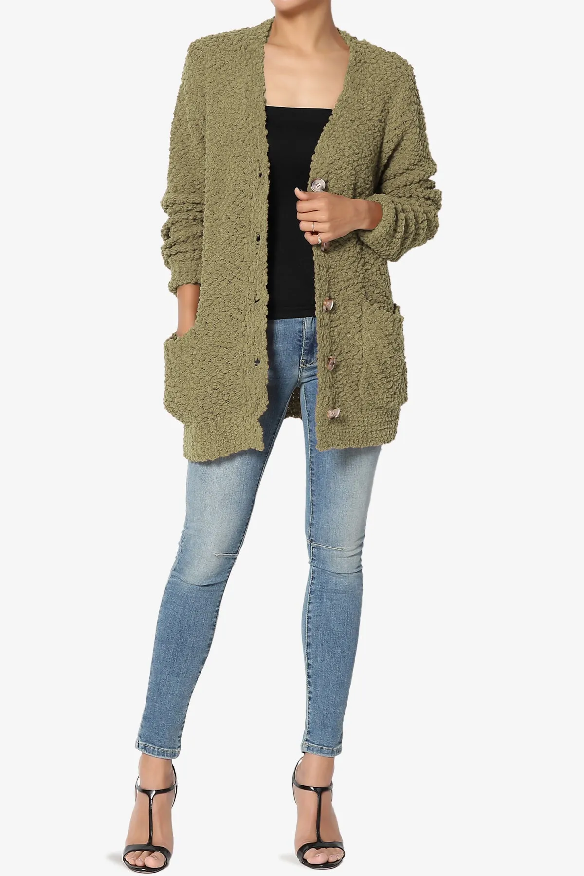 Barry Button Teddy Knit Sweater Cardigan PLUS