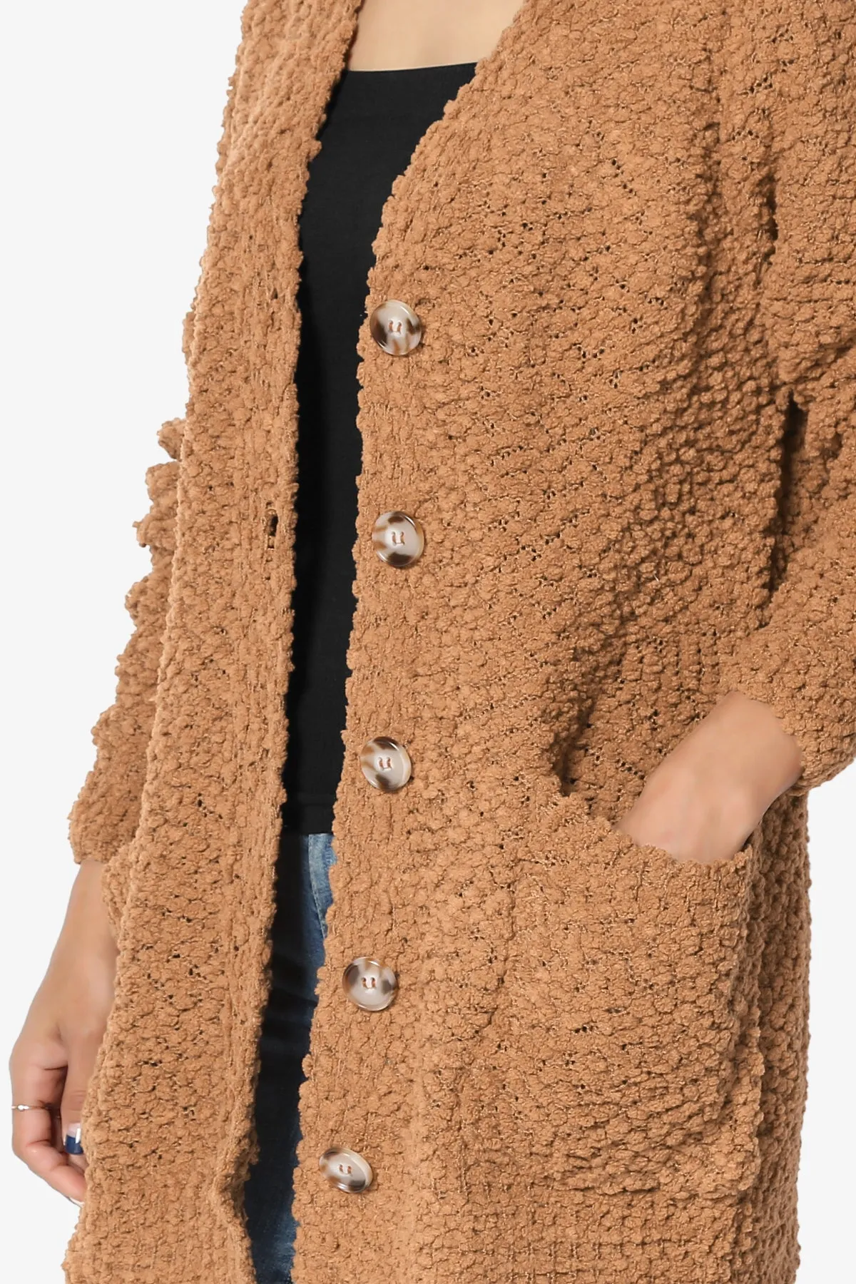 Barry Button Teddy Knit Sweater Cardigan PLUS