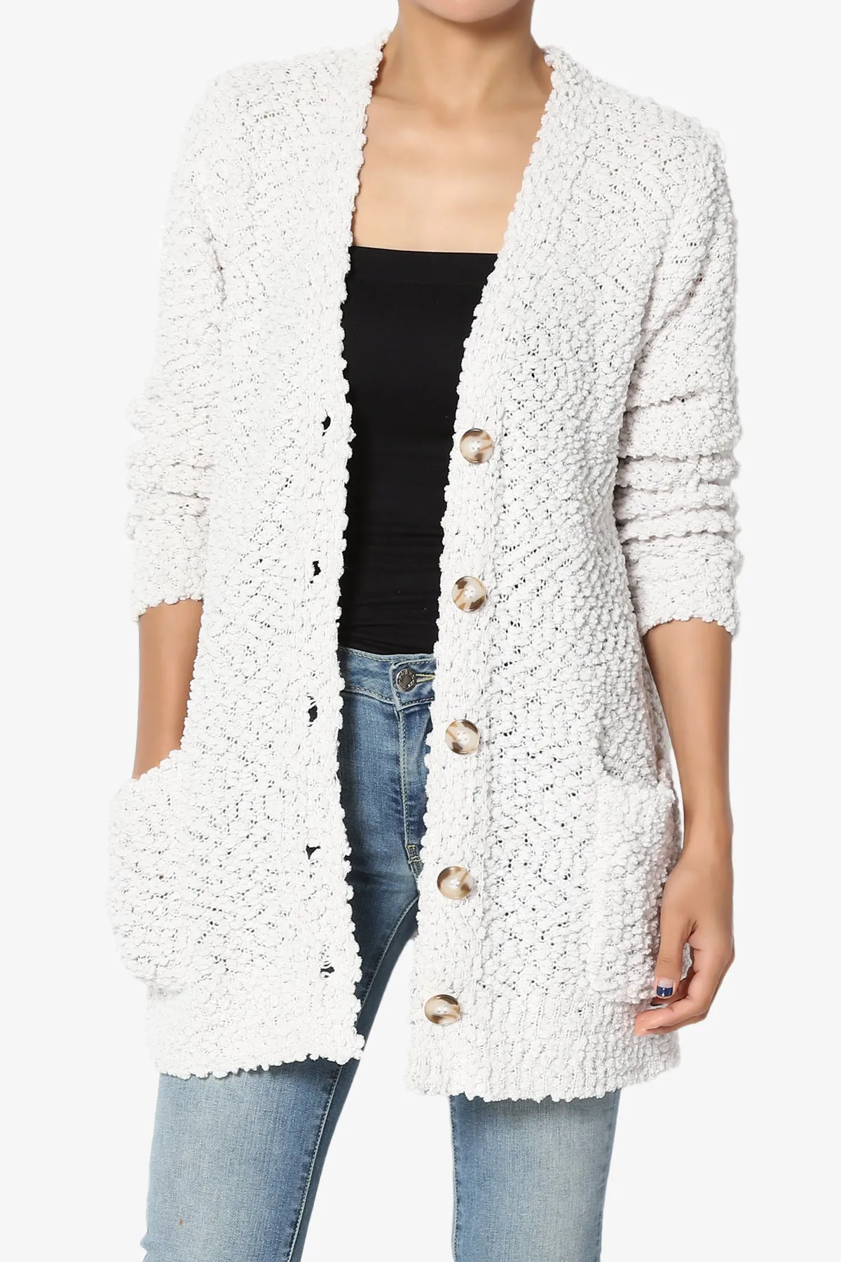 Barry Button Teddy Knit Sweater Cardigan PLUS