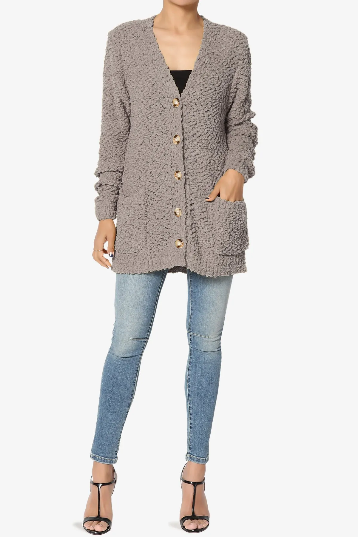 Barry Button Teddy Knit Sweater Cardigan PLUS
