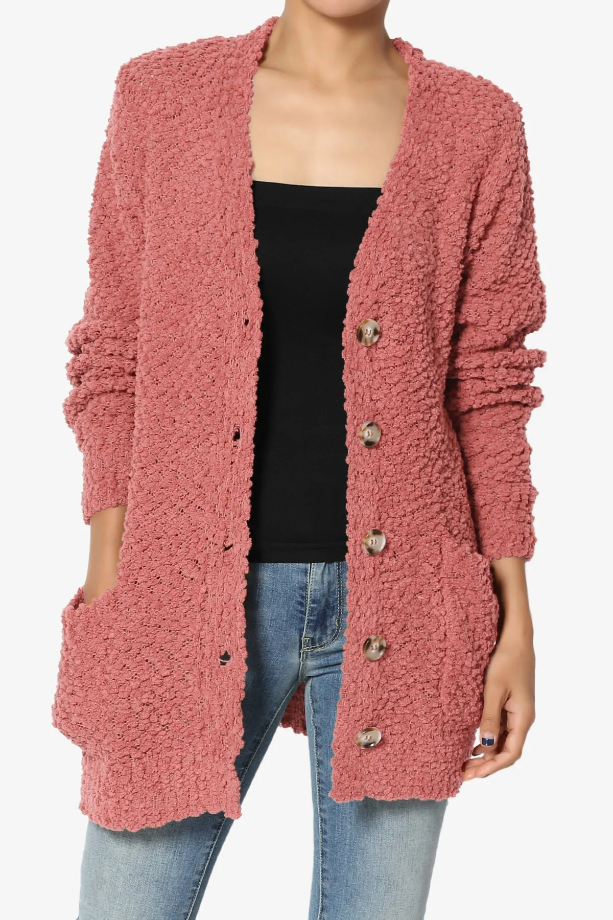 Barry Button Teddy Knit Sweater Cardigan PLUS