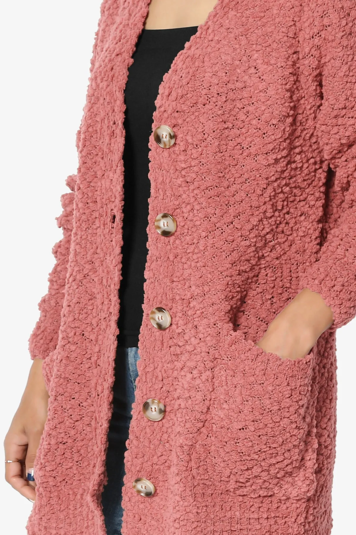 Barry Button Teddy Knit Sweater Cardigan PLUS