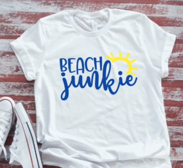 Beach Junkie  White Short Sleeve T-shirt