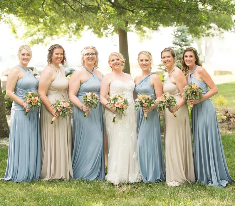 Beige Champagne Infinity Dress Multiway Bridesmaid Dress Convertible Made in USA