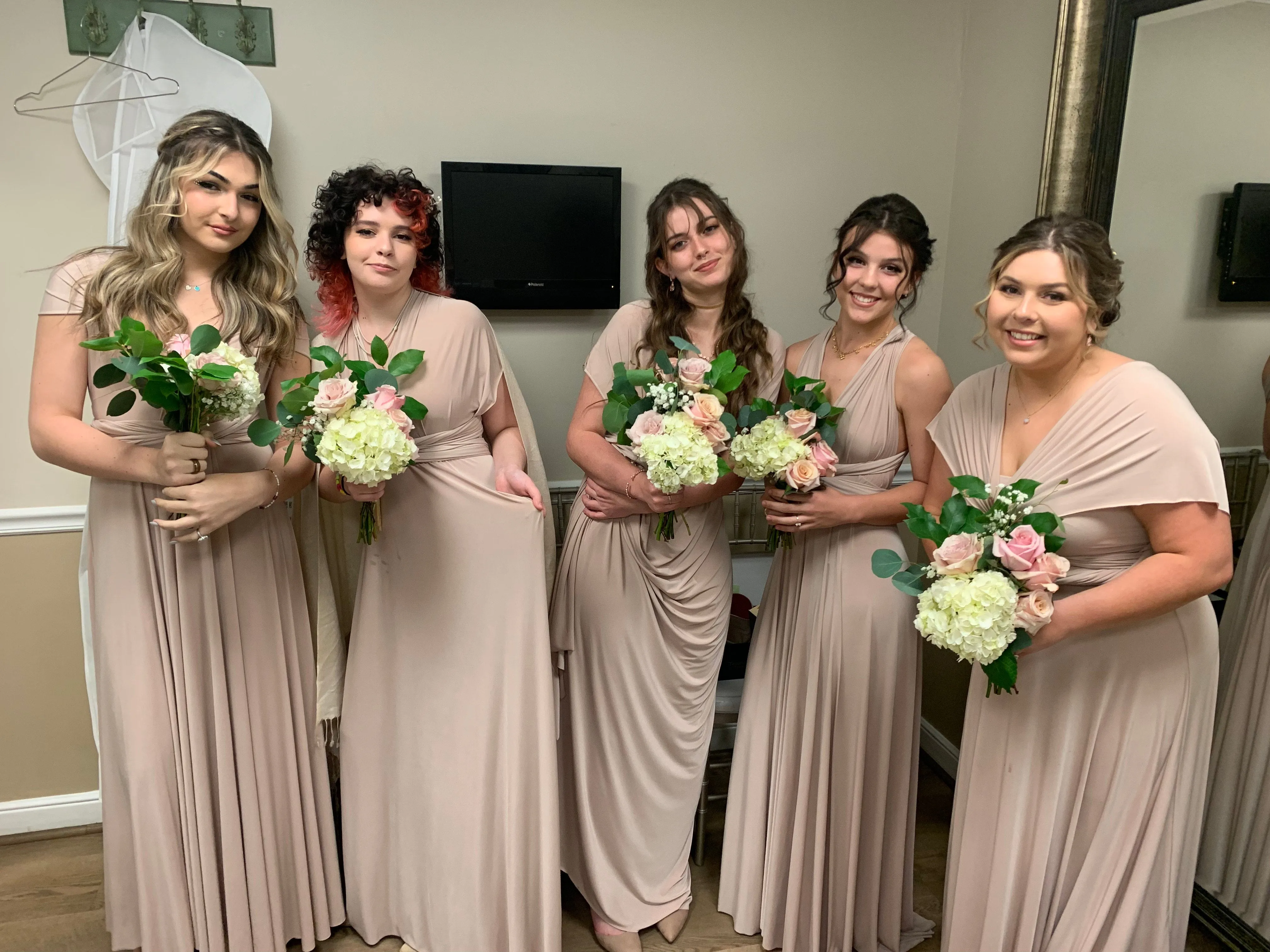 Beige Champagne Infinity Dress Multiway Bridesmaid Dress Convertible Made in USA